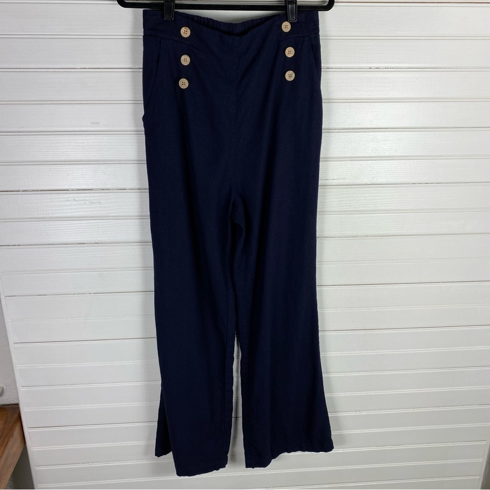Cavalini Linen Collection Navy Blue Pants